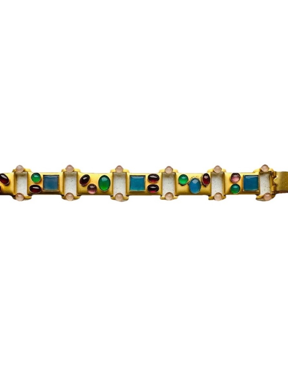 Vintage Gale Rothstein (Stamped) Semi-Precious Stones Gold Plated 7” Bracelet - Picture 4 of 8